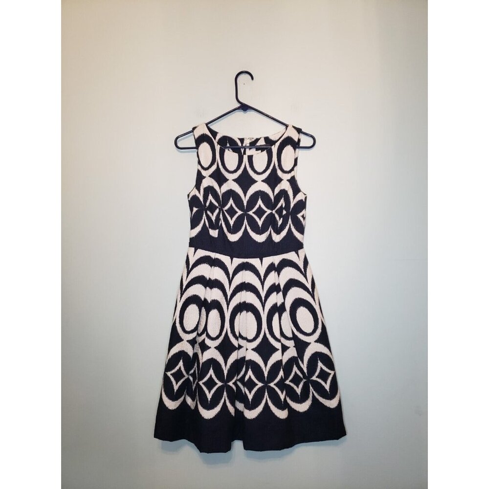 The Limited Womens 2 Mini Party Dress Sleeveless Blue Pleated Geo Fit and Flare - Picture 1 of 6